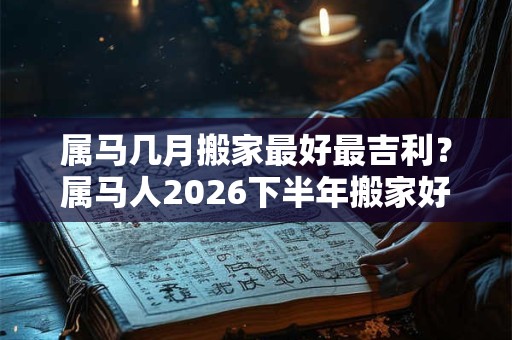 属马几月搬家最好最吉利？属马人2026下半年搬家好不好