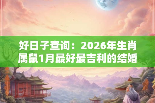 好日子查询：2026年生肖属鼠1月最好最吉利的结婚吉日