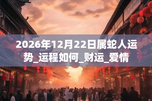 2026年12月22日属蛇人运势_运程如何_财运_爱情