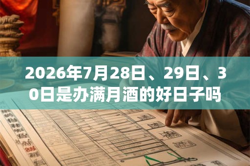 2026年7月28日、29日、30日是办满月酒的好日子吗_办满月酒可以吗