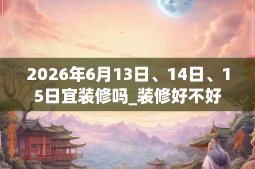 2026年6月13日、14日、15日宜装修吗_装修好不好