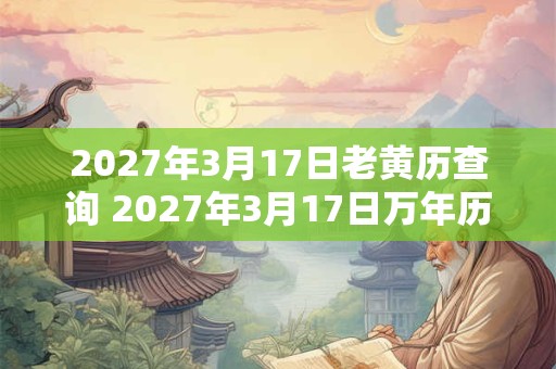 2027年3月17日老黄历查询 2027年3月17日万年历黄道吉日