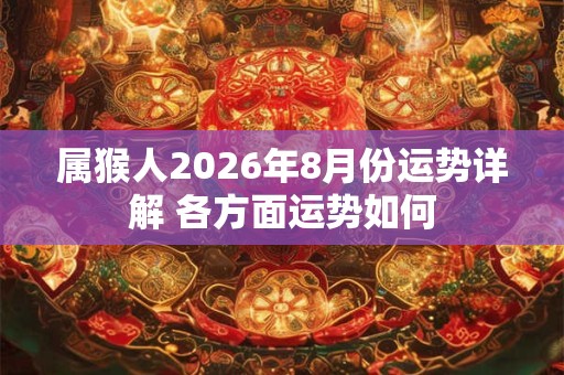 属猴人2026年8月份运势详解 各方面运势如何 属猴人2026年8月份运势详解 各方面运势如何