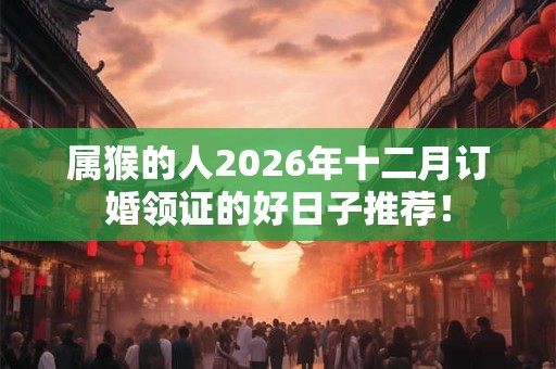 属猴的人2026年十二月订婚领证的好日子推荐！