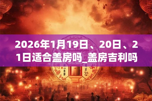 2026年1月19日、20日、21日适合盖房吗_盖房吉利吗