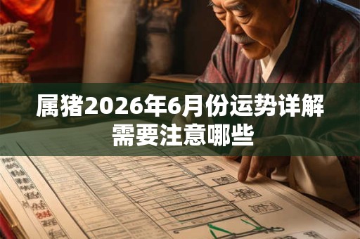 属猪2026年6月份运势详解 需要注意哪些