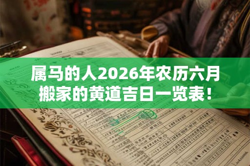 属马的人2026年农历六月搬家的黄道吉日一览表！
