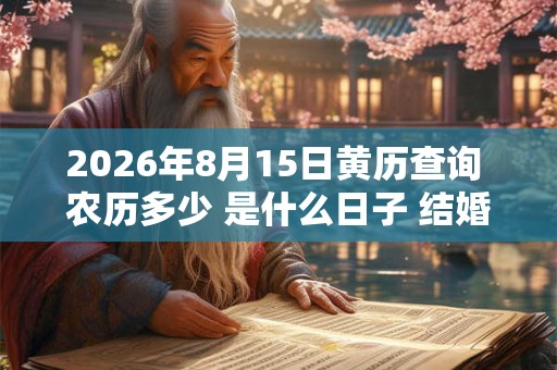 2026年8月15日黄历查询 农历多少 是什么日子 结婚吉时