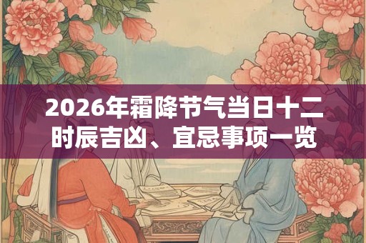 2026年霜降节气当日十二时辰吉凶、宜忌事项一览