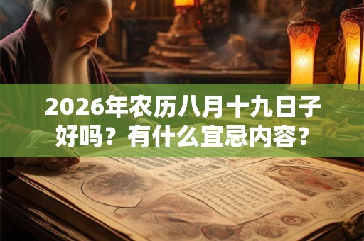 2026年农历八月十九日子好吗？有什么宜忌内容？