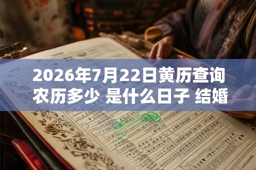 2026年7月22日黄历查询 农历多少 是什么日子 结婚吉时