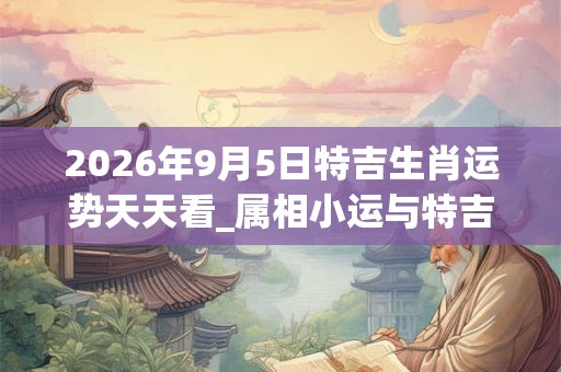 2026年9月5日特吉生肖运势天天看_属相小运与特吉生肖播报