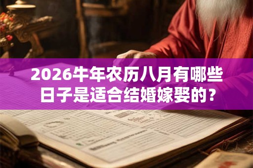 2026牛年农历八月有哪些日子是适合结婚嫁娶的？