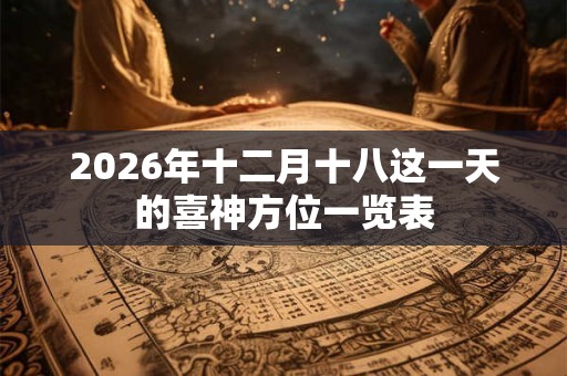 2026年十二月十八这一天的喜神方位一览表