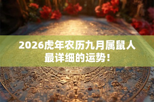 2026虎年农历九月属鼠人最详细的运势! 2026虎年农历九月属鼠人最详细的运势!