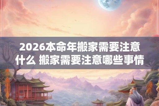 2026本命年搬家需要注意什么 搬家需要注意哪些事情