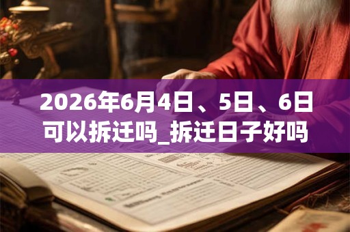 2026年6月4日、5日、6日可以拆迁吗_拆迁日子好吗 2026年6月4日、5日、6日可以拆迁吗_拆迁日子好吗