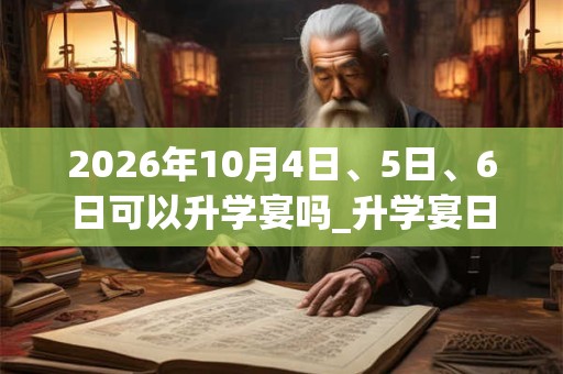 2026年10月4日、5日、6日可以升学宴吗_升学宴日子好吗 2026年10月4日、5日、6日可以升学宴吗_升学宴日子好吗