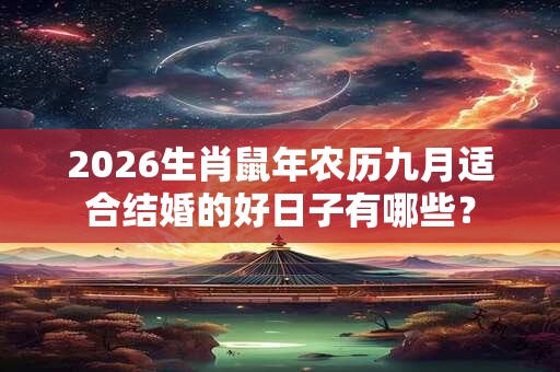 2026生肖鼠年农历九月适合结婚的好日子有哪些? 2026生肖鼠年农历九月适合结婚的好日子有哪些?