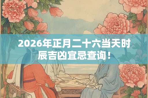 2026年正月二十六当天时辰吉凶宜忌查询！