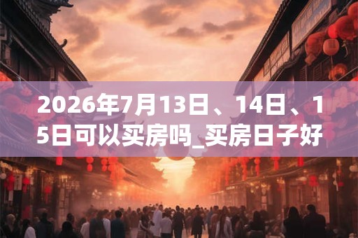 2026年7月13日、14日、15日可以买房吗_买房日子好吗