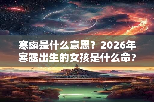 寒露是什么意思？2026年寒露出生的女孩是什么命？