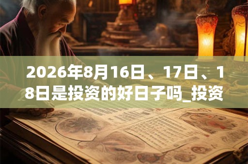 2026年8月16日、17日、18日是投资的好日子吗_投资可以吗 2026年8月16日、17日、18日是投资的好日子吗_投资可以吗