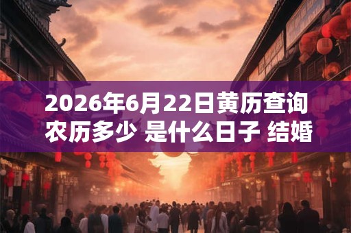 2026年6月22日黄历查询 农历多少 是什么日子 结婚吉时 2026年6月22日黄历查询 农历多少 是什么日子 结婚吉时