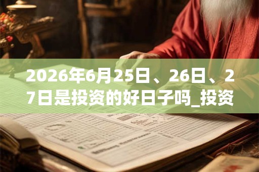 2026年6月25日、26日、27日是投资的好日子吗_投资可以吗