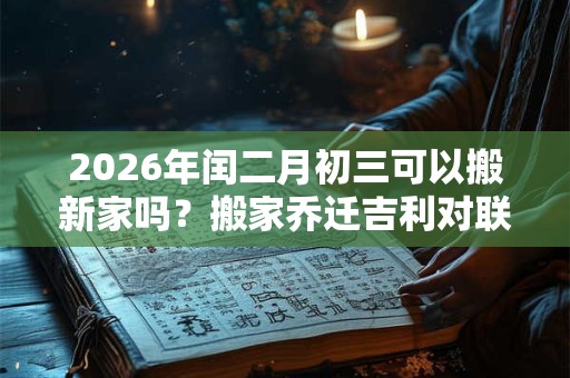 2026年闰二月初三可以搬新家吗？搬家乔迁吉利对联大全
