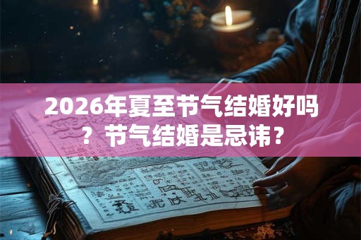 2026年夏至节气结婚好吗？节气结婚是忌讳？