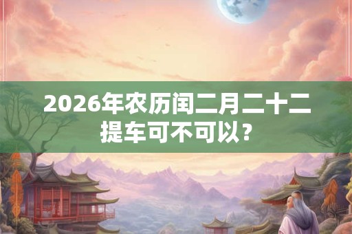 2026年农历闰二月二十二提车可不可以？