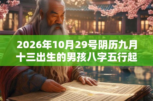 2026年10月29号阴历九月十三出生的男孩八字五行起名字
