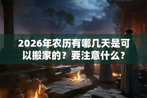 2026年农历有哪几天是可以搬家的？要注意什么？