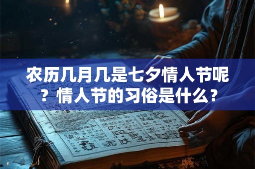 农历几月几是七夕情人节呢?情人节的习俗是什么? 农历几月几是七夕情人节呢?情人节的习俗是什么?