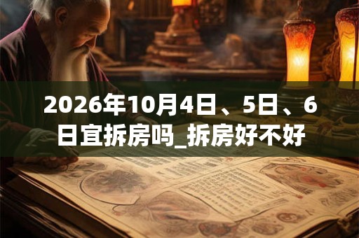 2026年10月4日、5日、6日宜拆房吗_拆房好不好