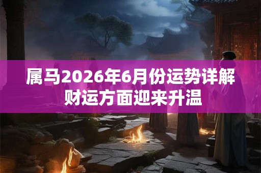 属马2026年6月份运势详解 财运方面迎来升温