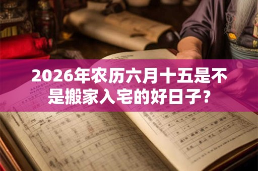 2026年农历六月十五是不是搬家入宅的好日子？