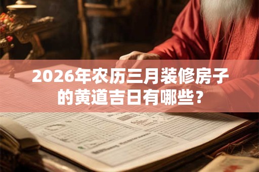 2026年农历三月装修房子的黄道吉日有哪些？