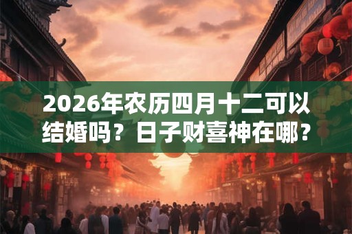 2026年农历四月十二可以结婚吗？日子财喜神在哪？