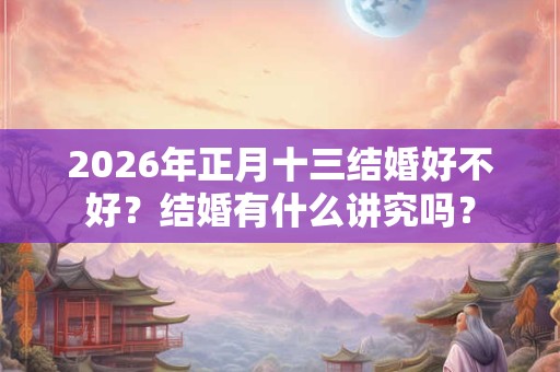 2026年正月十三结婚好不好？结婚有什么讲究吗？