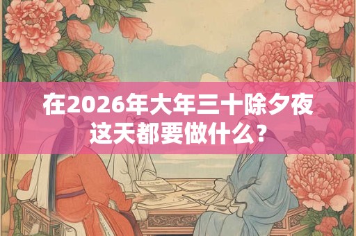 在2026年大年三十除夕夜这天都要做什么？