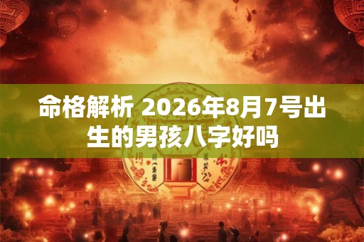 命格解析 2026年8月7号出生的男孩八字好吗 命格解析 2026年8月7号出生的男孩八字好吗