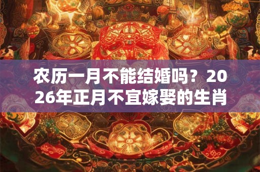 农历一月不能结婚吗？2026年正月不宜嫁娶的生肖