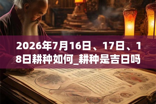 2026年7月16日、17日、18日耕种如何_耕种是吉日吗