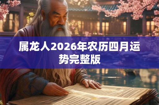 属龙人2026年农历四月运势完整版