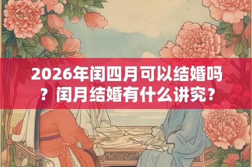 2026年闰四月可以结婚吗？闰月结婚有什么讲究？