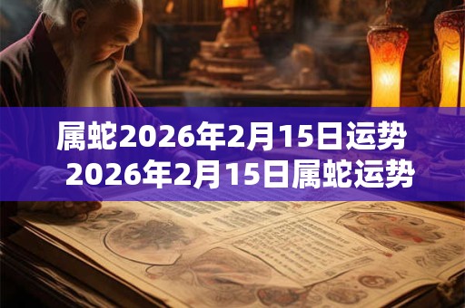 属蛇2026年2月15日运势  2026年2月15日属蛇运势详解