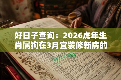 好日子查询：2026虎年生肖属狗在3月宜装修新房的黄道吉日