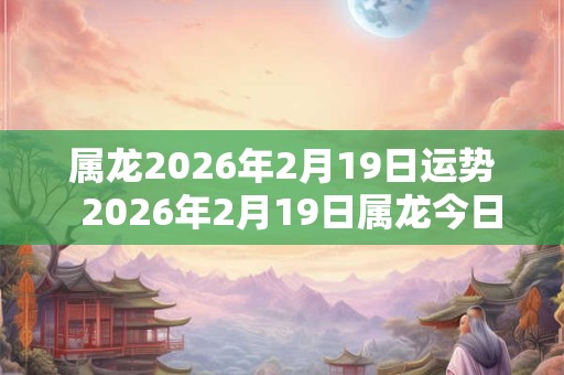 属龙2026年2月19日运势  2026年2月19日属龙今日运势